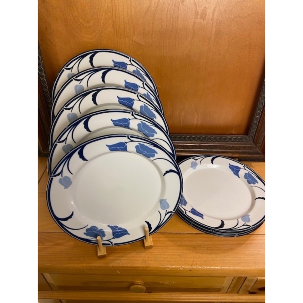 Dansk Tivoli Belles Fleurs Blue Floral Dinner Plates Set of 4 Japan 10.75"